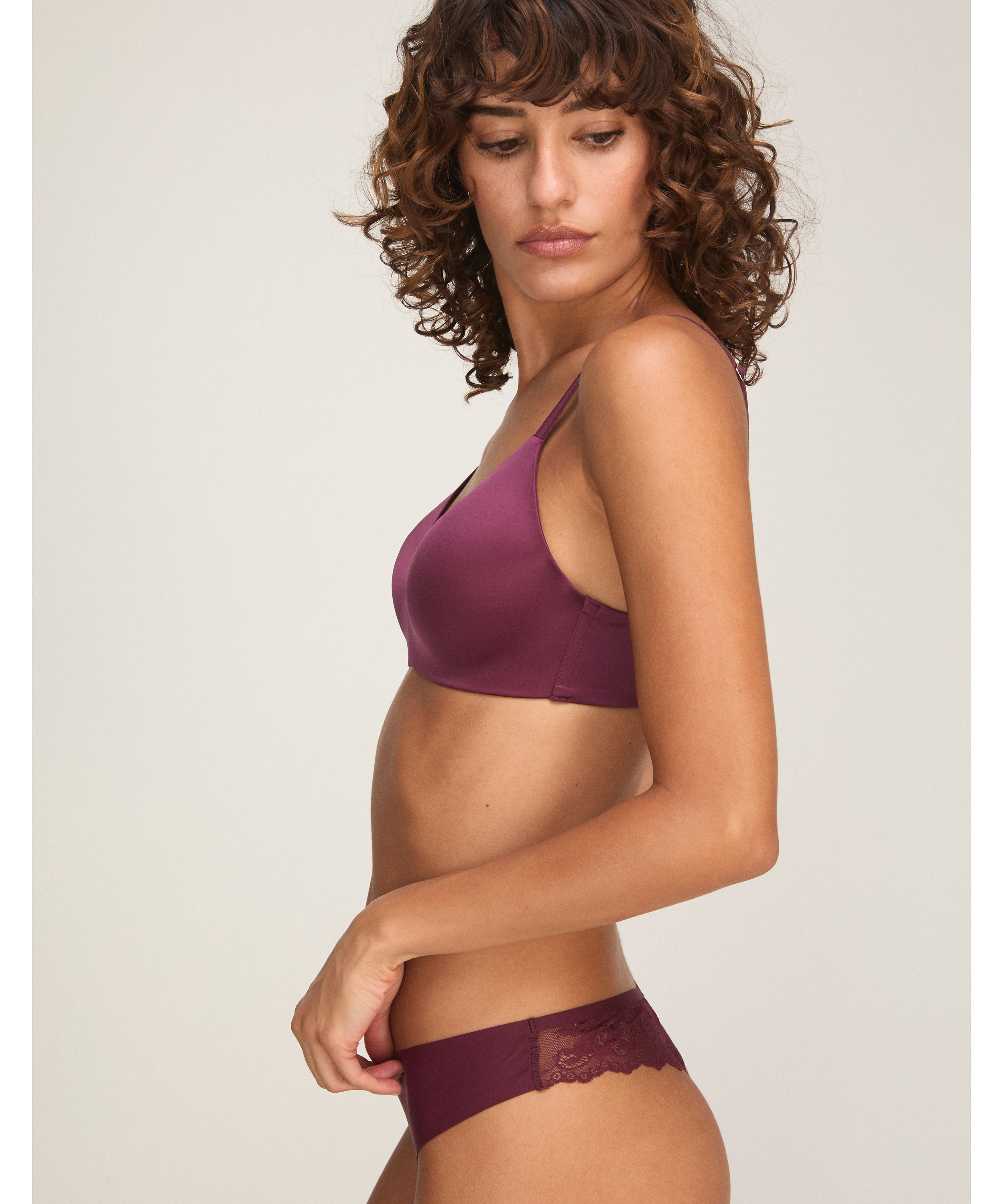 Lace Back Invisible Thong, Purple, main