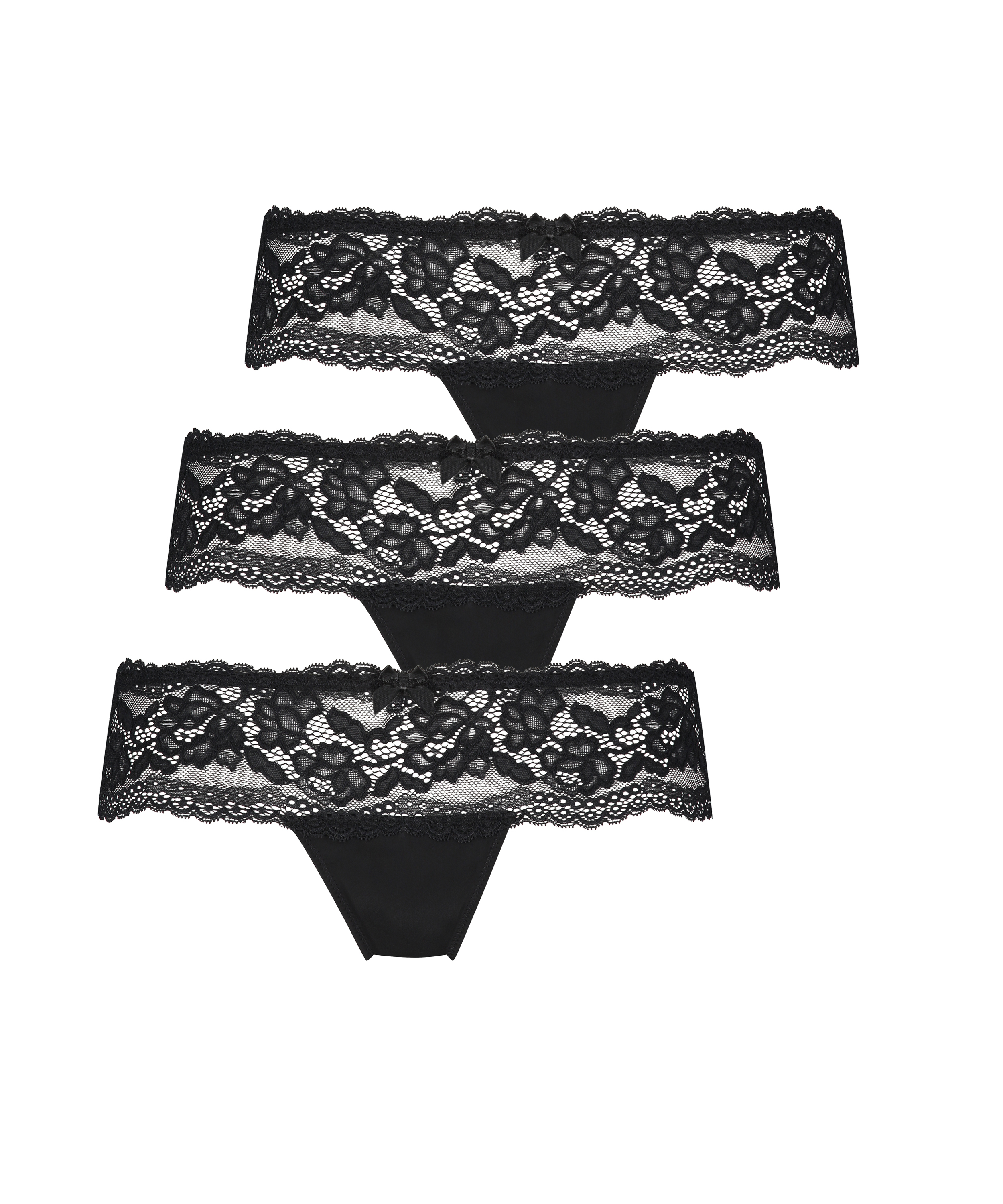 Florence 3-pack boxer thongs, Black, main