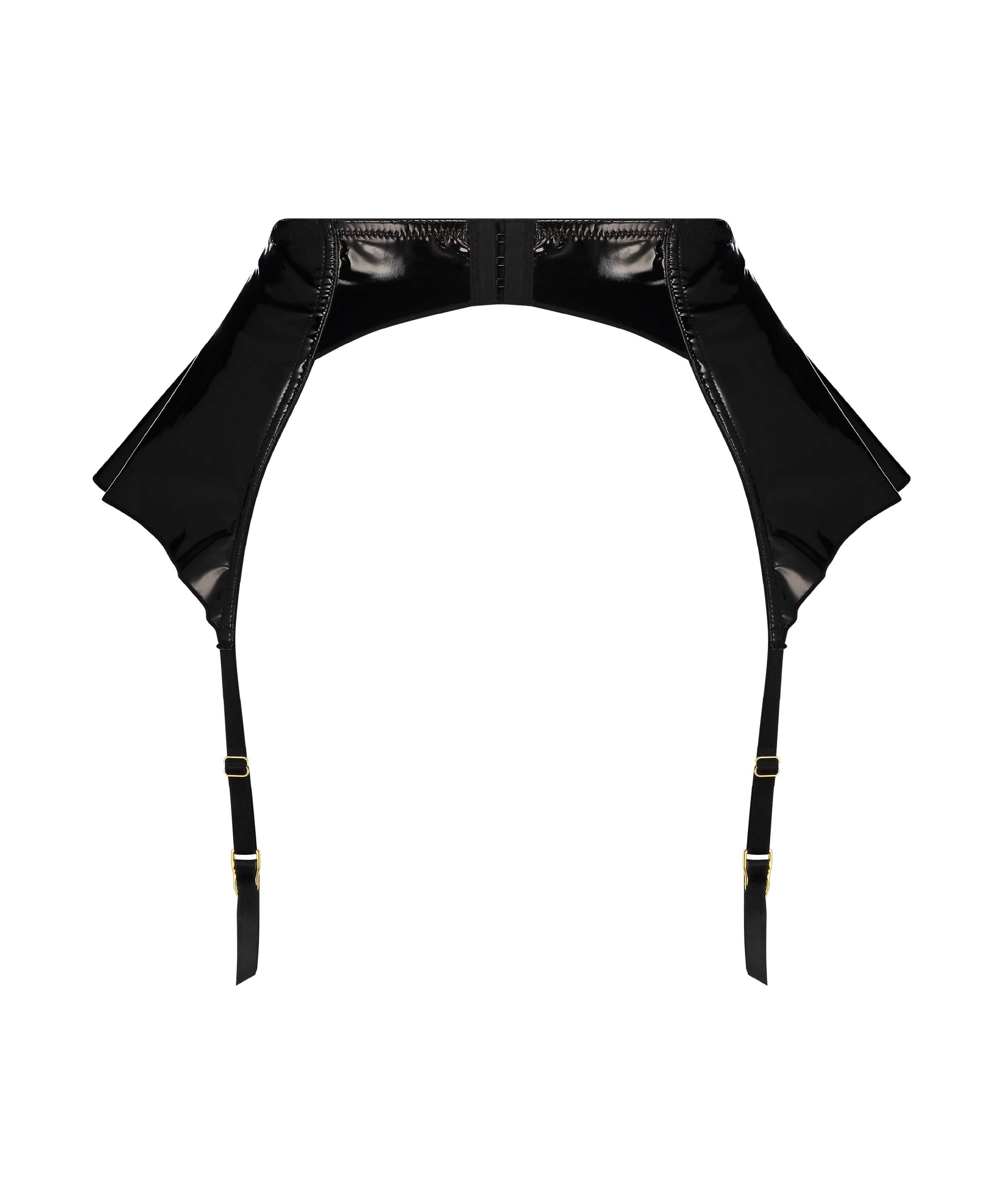 Private Wet Look Suspenders, Black, main