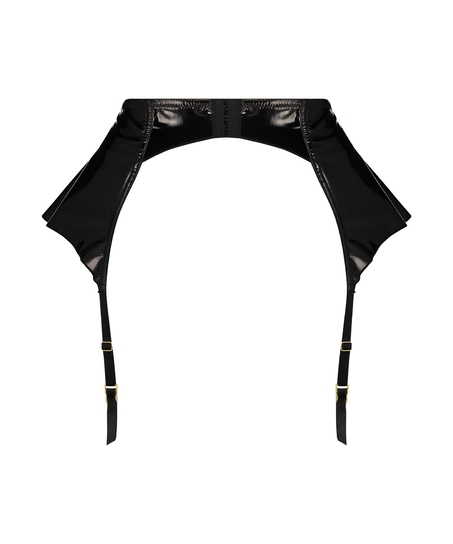 Private Wet Look Suspenders, Black