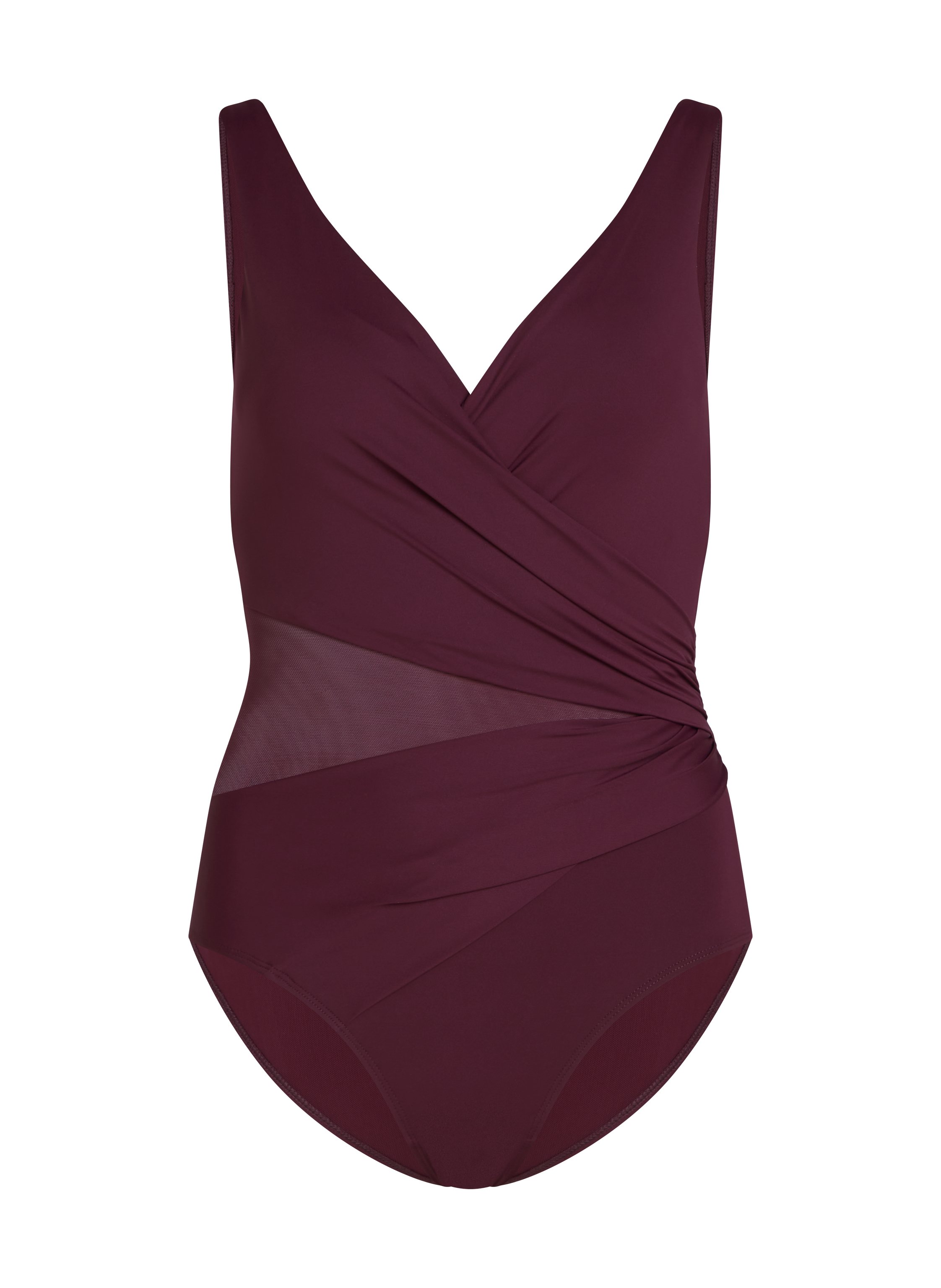 Shaping Shell Mesh Swimsuit, Purple, main
