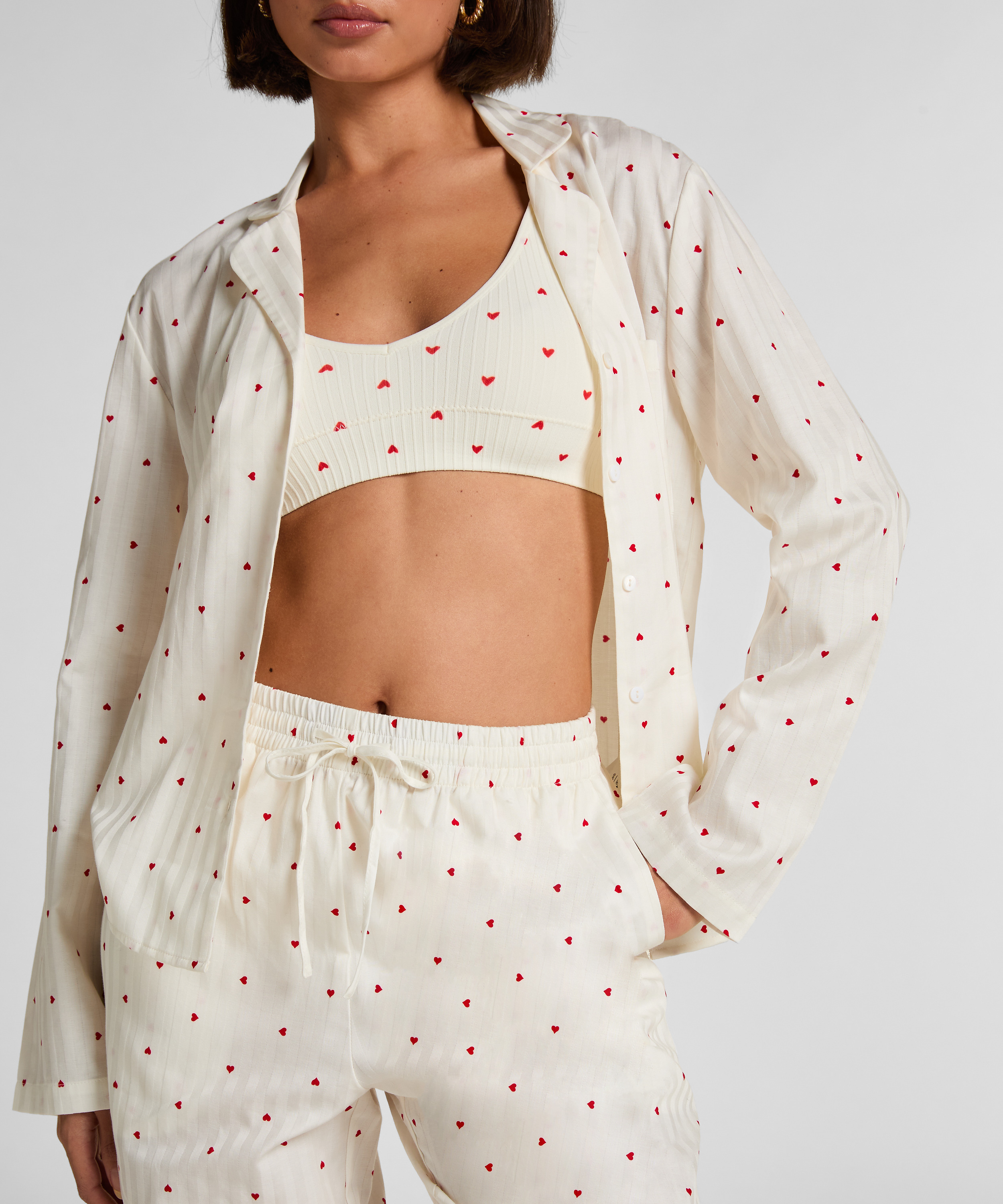 Pyjama Set Cotton Hearts, White, main