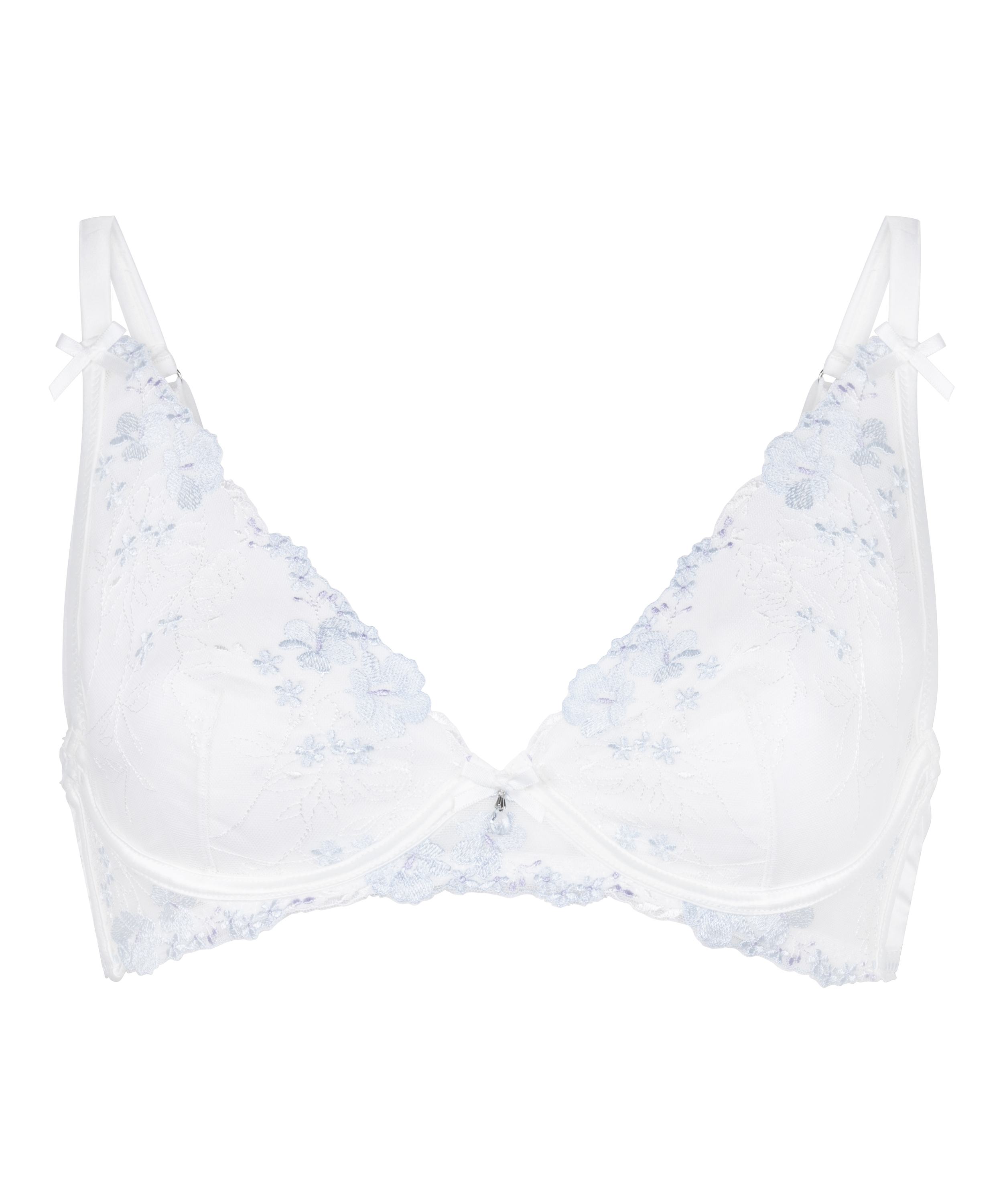 Non-Padded Underwired Longline Bra Peonie, White, main