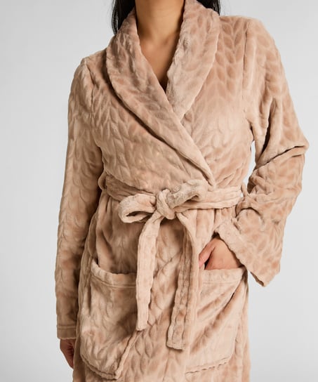 Robe Short Fleece, Beige