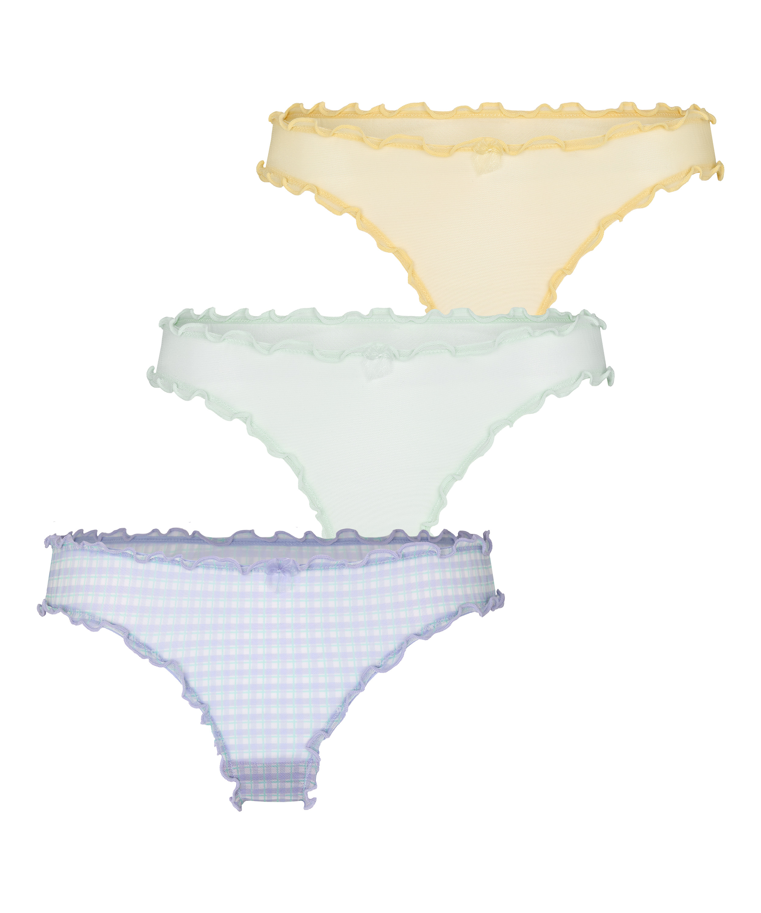 3-Pack Gingham Thong, Yellow, main