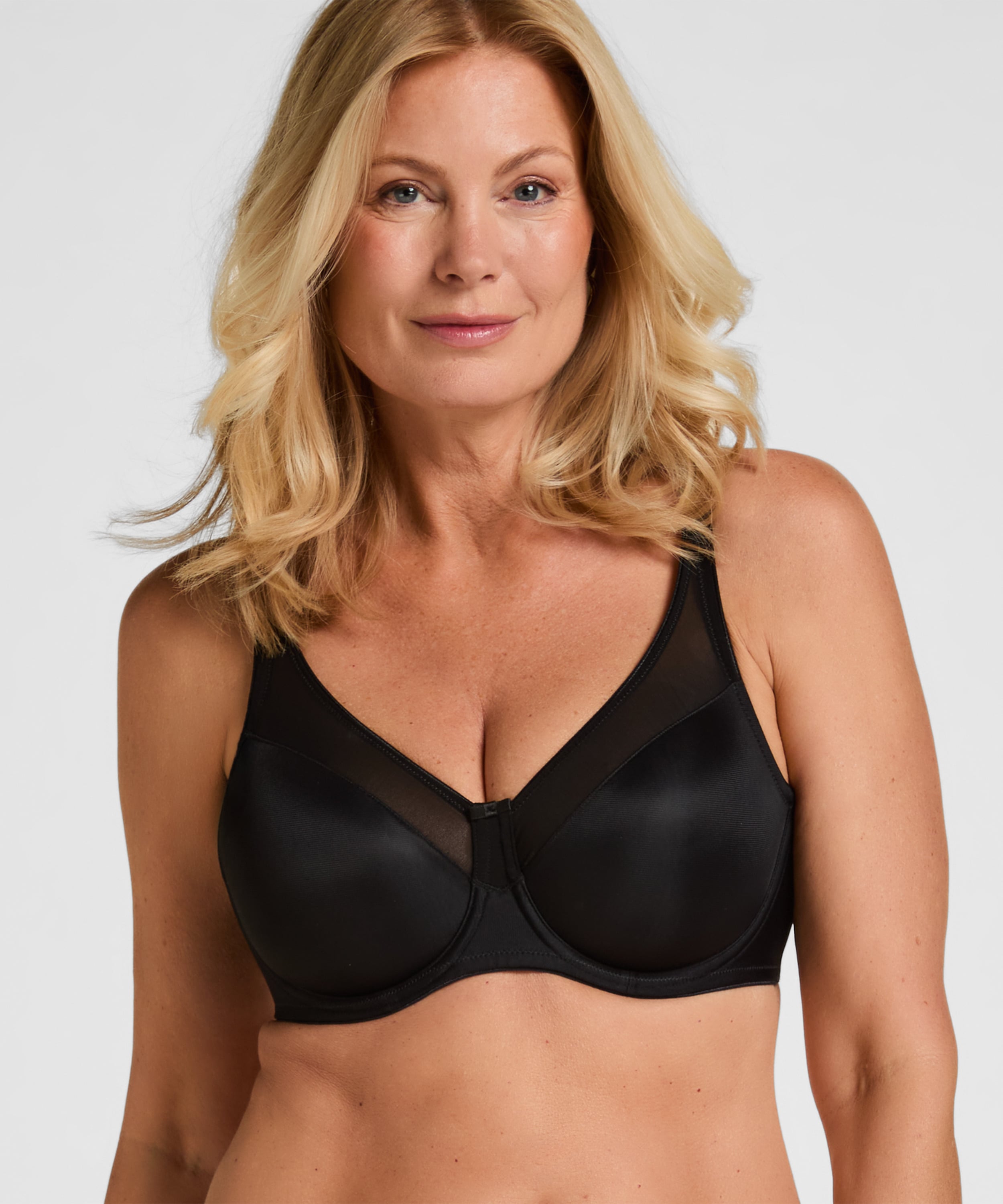 Nina Non-Padded Underwired Minimizer Bra, Black, main