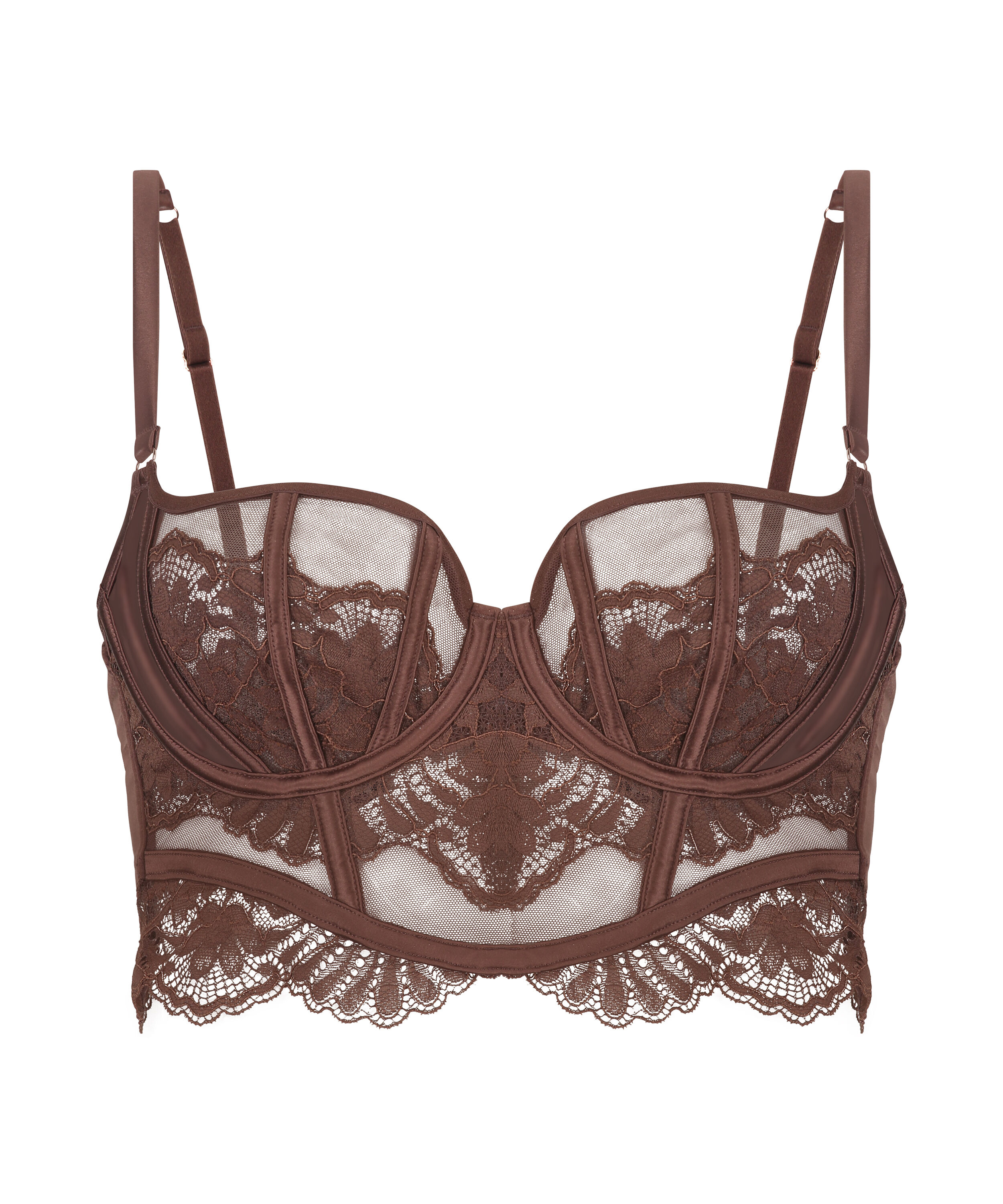 Indigo Non-Padded Underwired Longline Bra, Brown