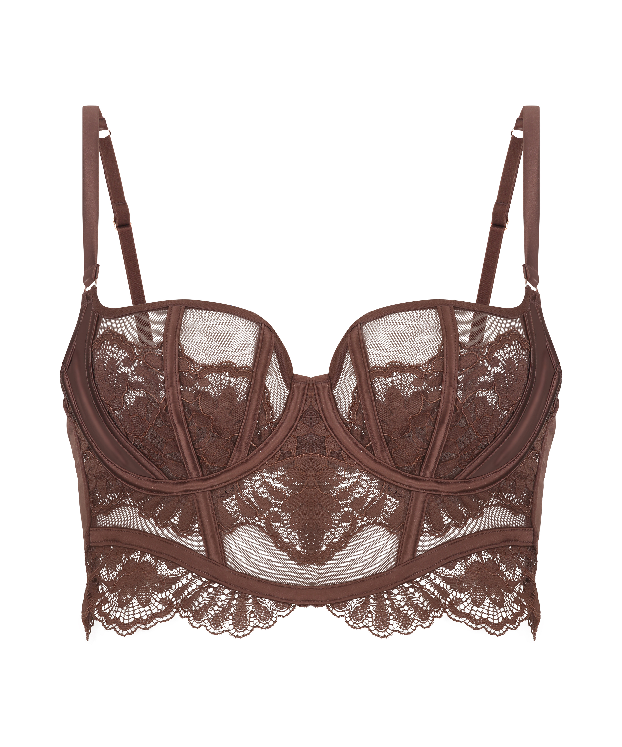 Indigo Non-Padded Underwired Longline Bra, Brown, main