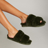 Fake Fur Slippers, Green