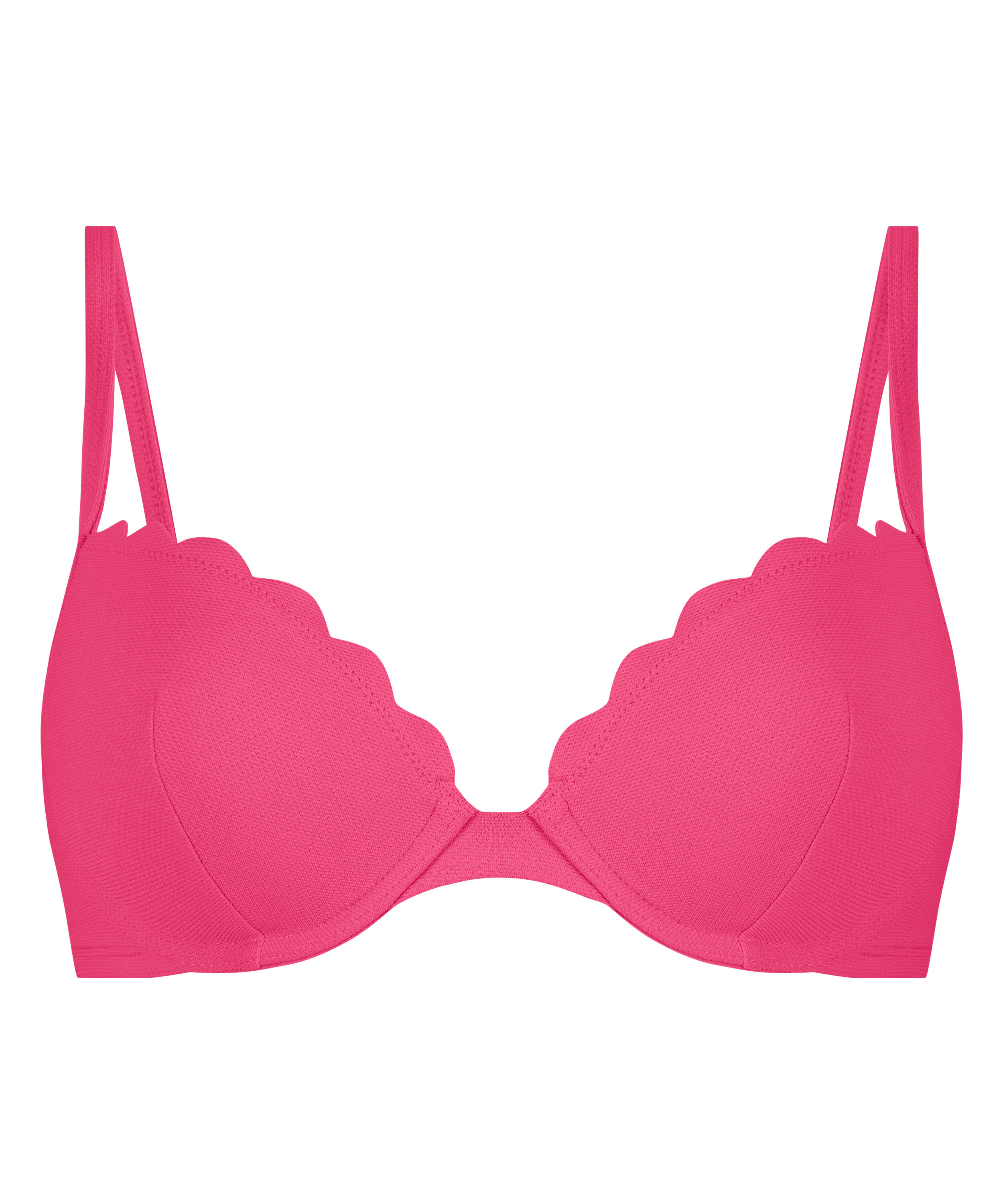 Scallop padded underwired bikini-top, Pink