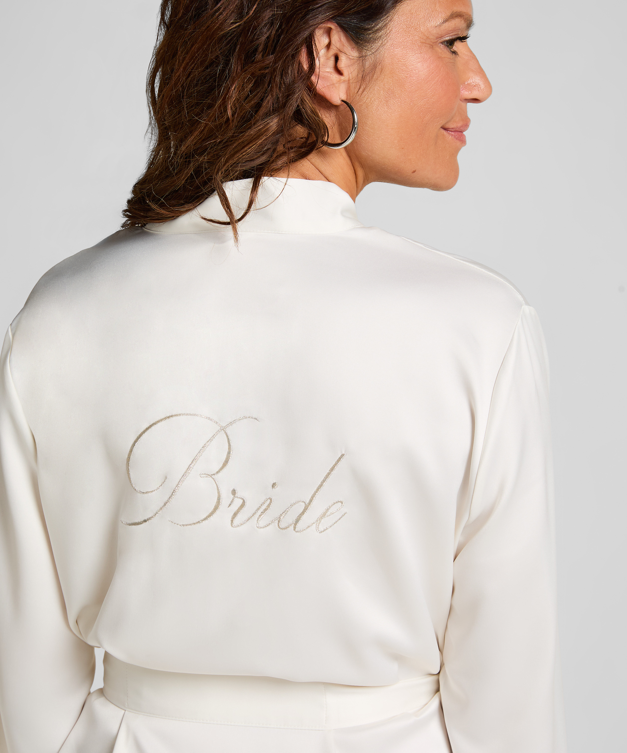 Kimono Bridal Satin, White, main