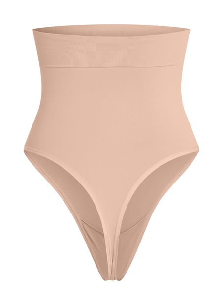 Seamless Enhancing High Waisted Thong, Beige