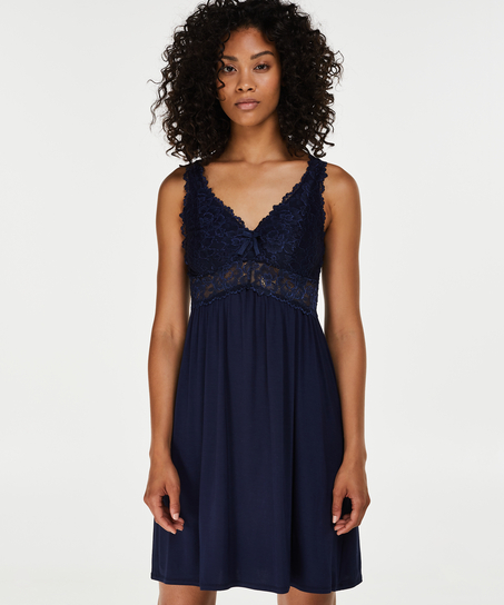 Modal Lace Slip Dress, Blue