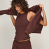 Singlet tanktop cotton rib, Brown