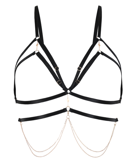 Chain Top Bralette, Black