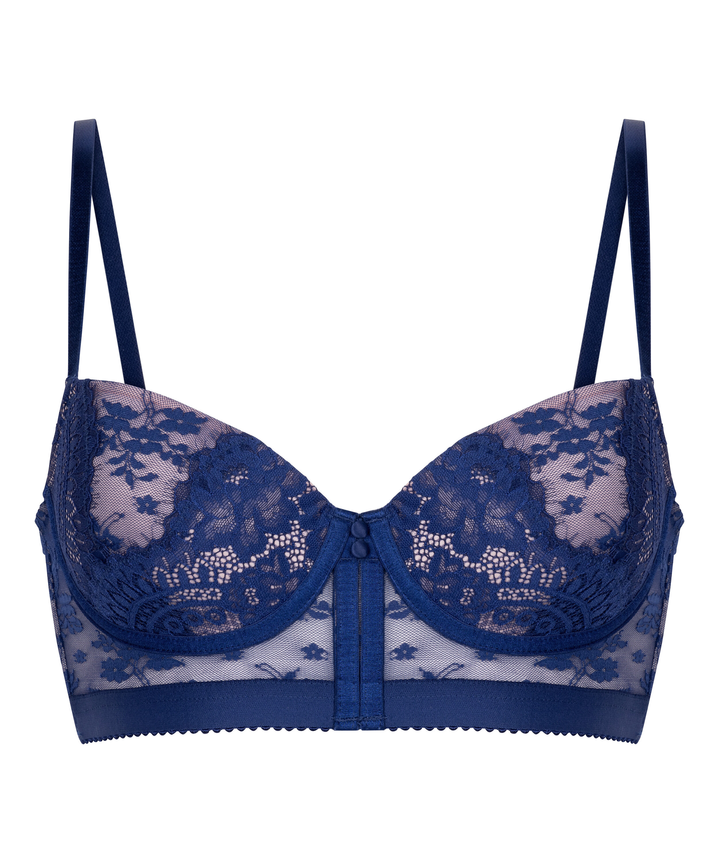 Lou Padded Underwired Longline Bra, Blue