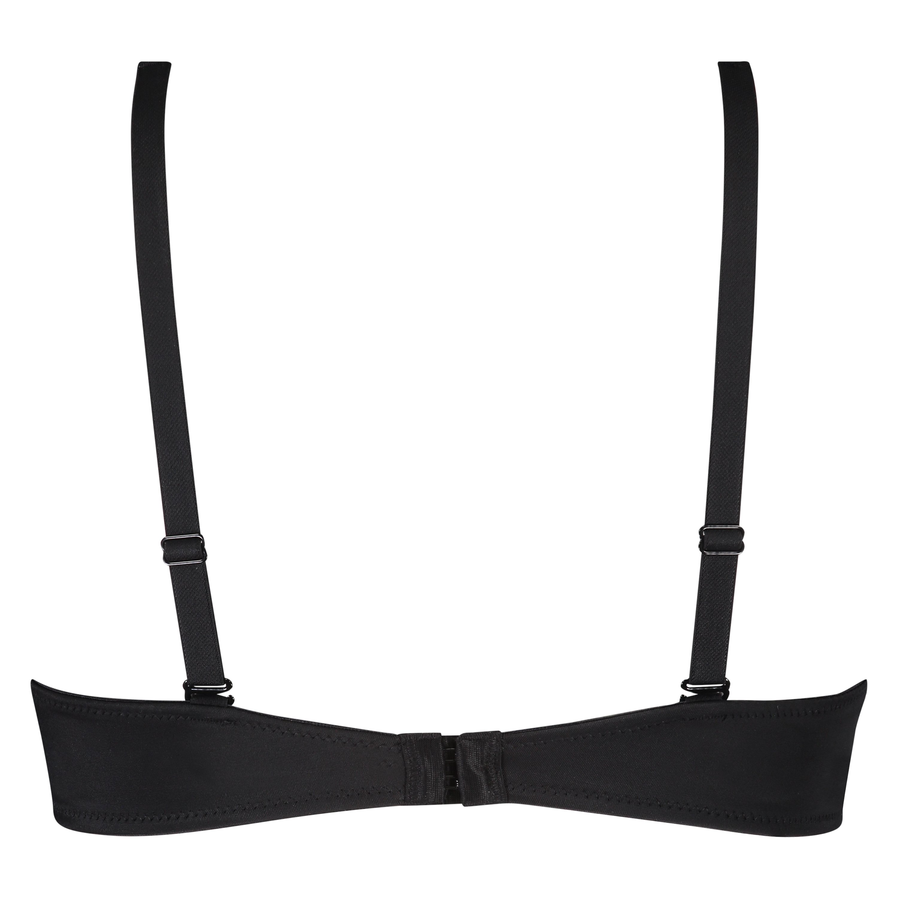 Satin Fleece Non-Padded Underwired Bra, Black, main