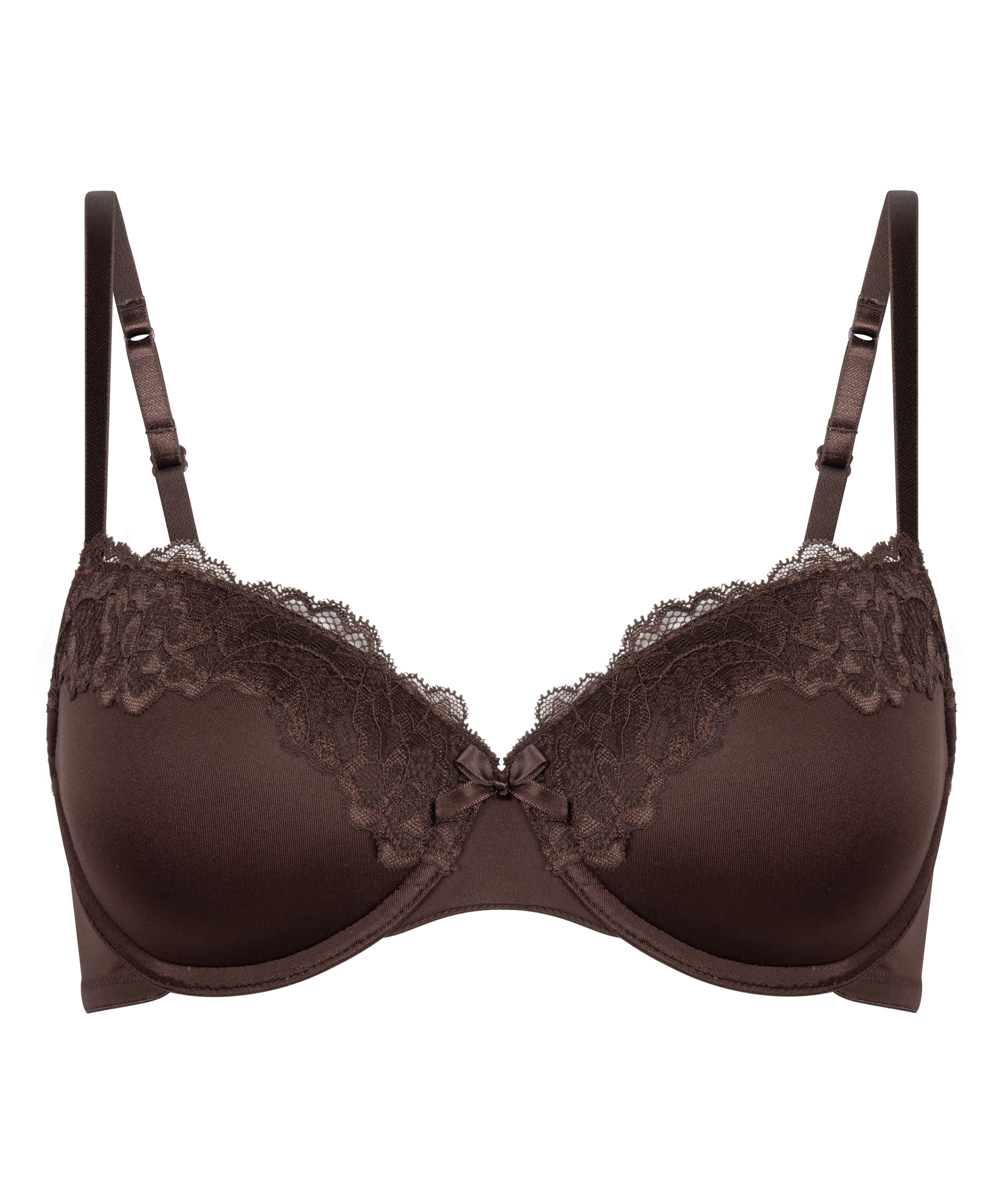 Lace & Shine Padded Underwired Bra, Brown