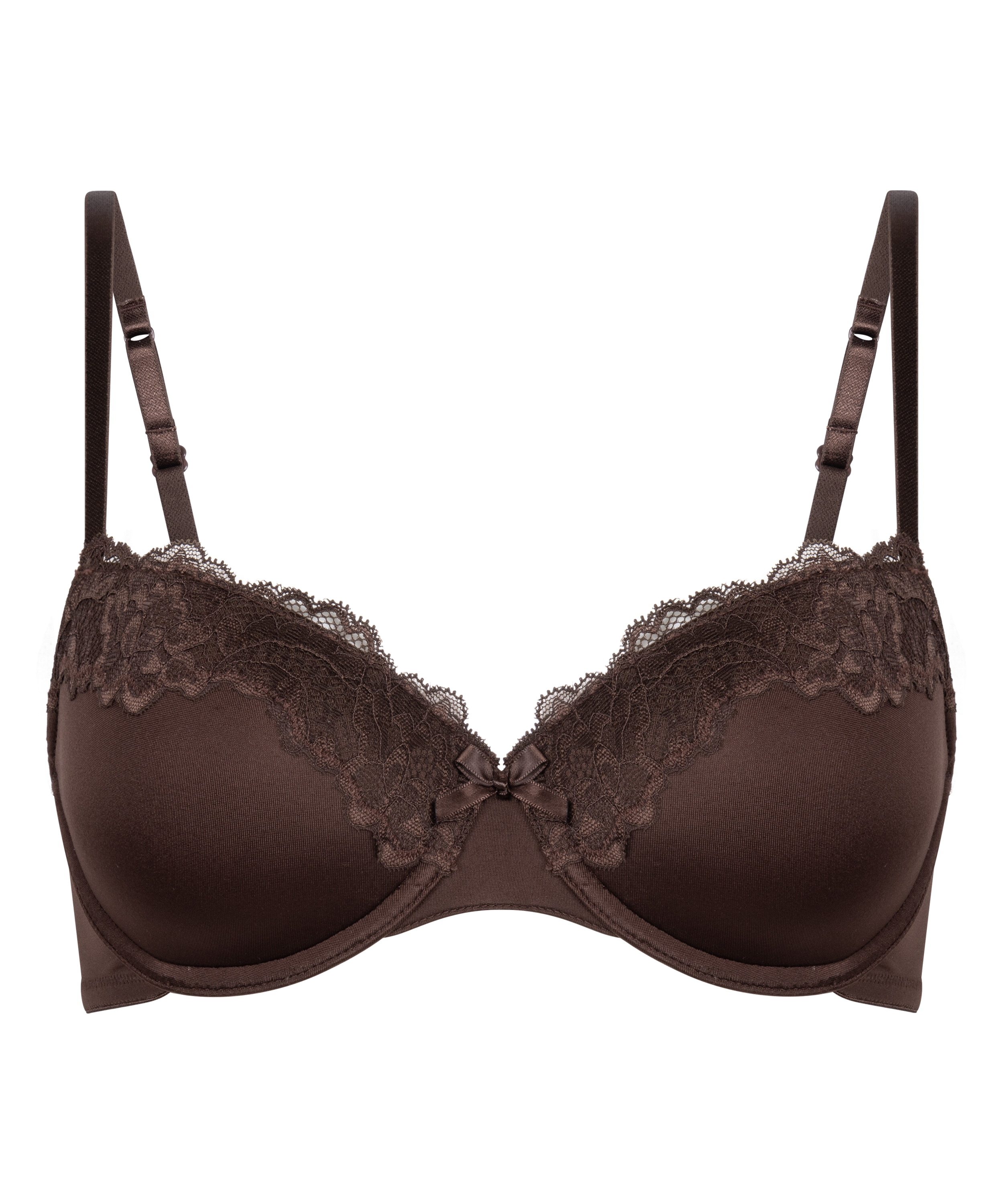 Lace & Shine Padded Underwired Bra, Brown, main