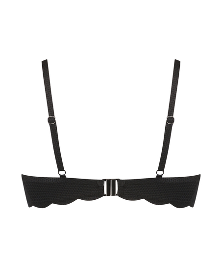 Scallop Padded Underwired Bikini Top, Black