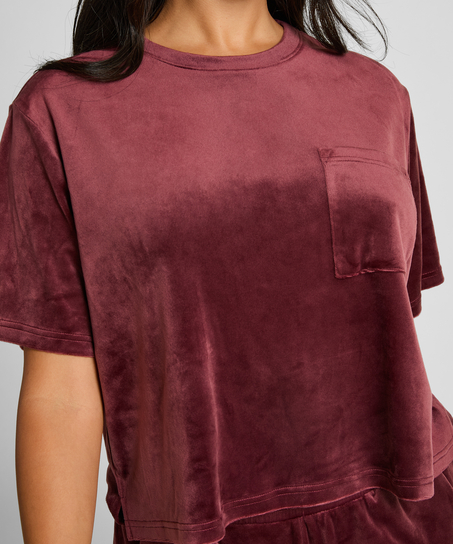 Top Velours Pocket, Red