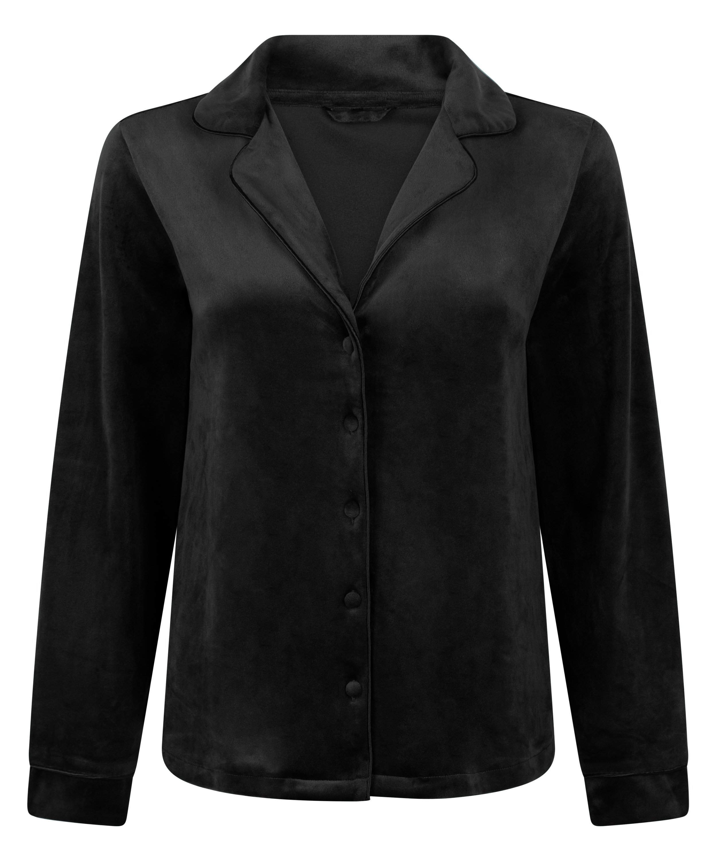Velours Long-Sleeved Jacket, Black, main