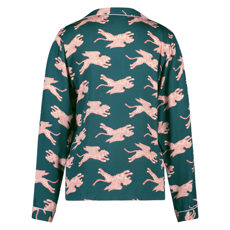 Woven Pyjama Jacket Long Sleeves, Blue