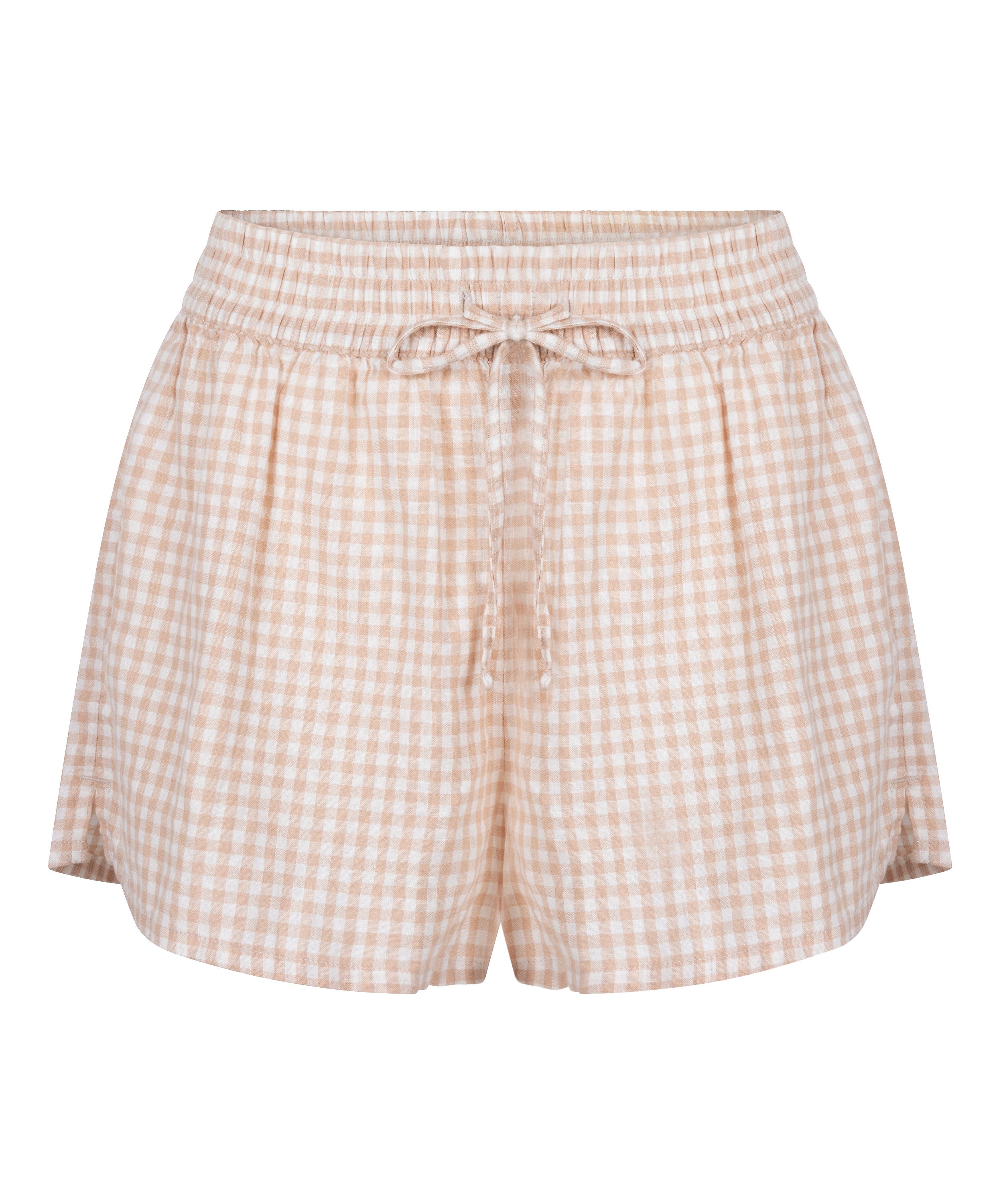 Short Linen Check, White, main