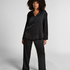 Satin Pinstripe Trousers, Black
