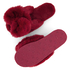 Bow Fake Fur Slippers, Red