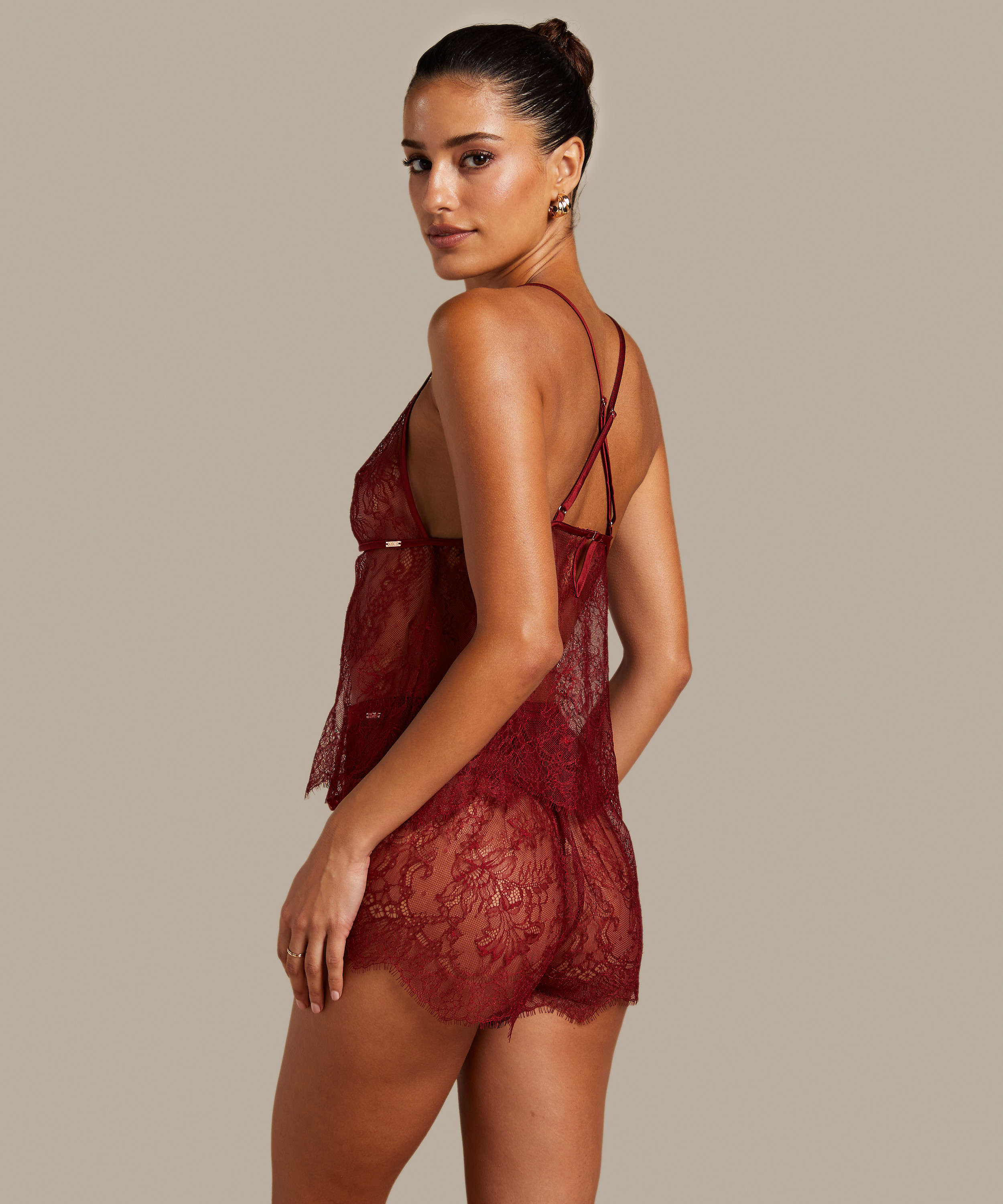 Delphine Lace Shorts, Red, main