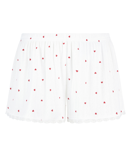Pointelle Pyjama Shorts, White