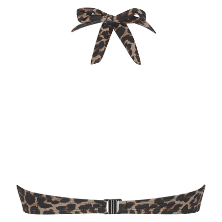 Leopard padded push-up underwired bikini top, Beige
