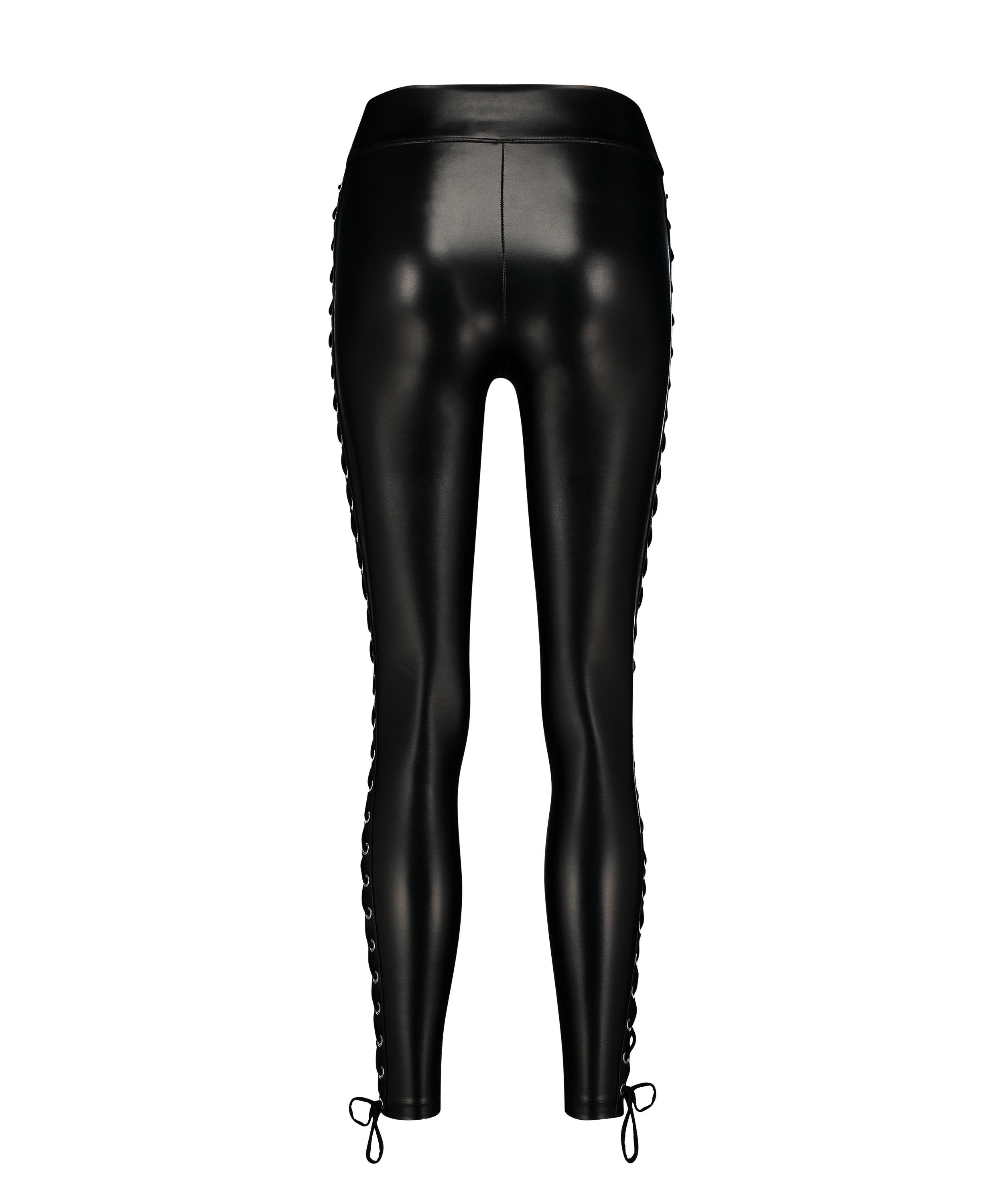 Lace-up leggings, Black, main