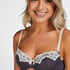 Secret Lace Padded Underwired Bra, Gray