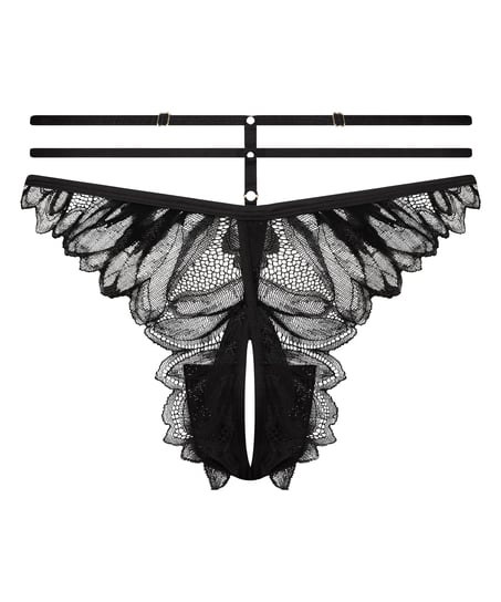 Cierra Open Crotch Brazilian, Black