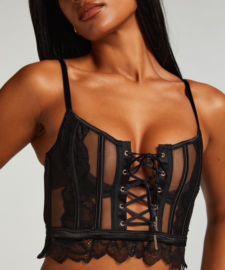 Cierra Non-Padded Underwired Longline Bra, Black