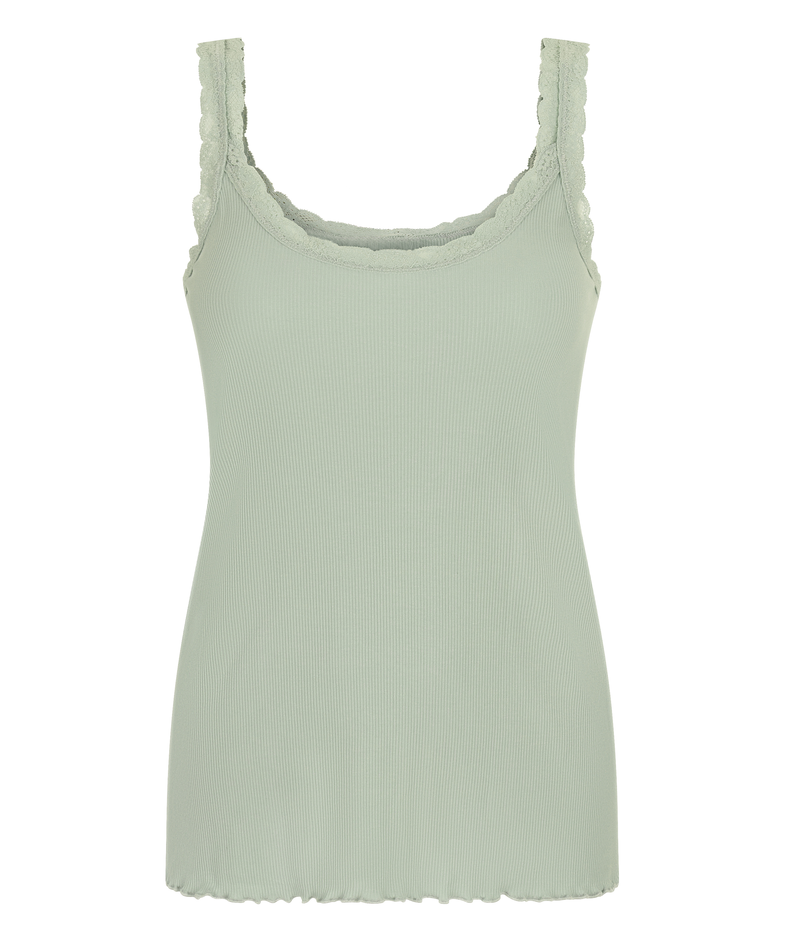 Singlet Rib Jersey Lace, Green, main