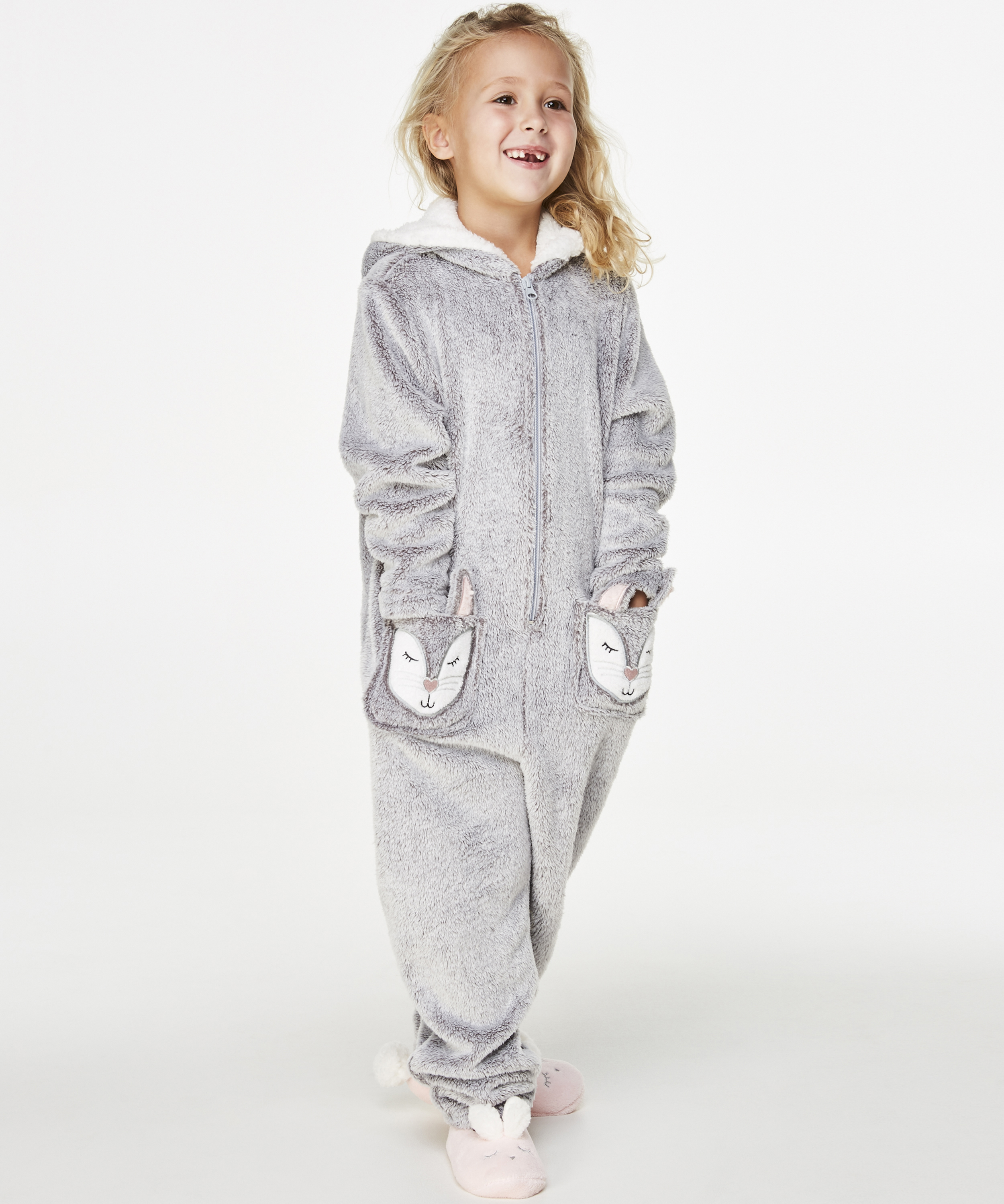 Fleece Onesie Kids, Gray, main
