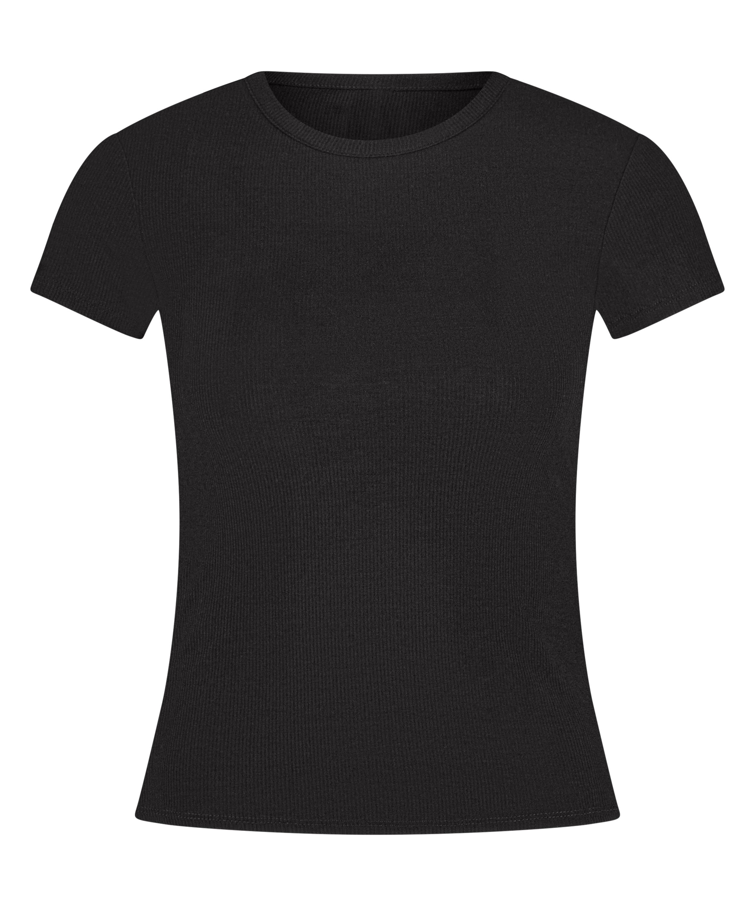 Pyjama Top Rib Essential, Black, main
