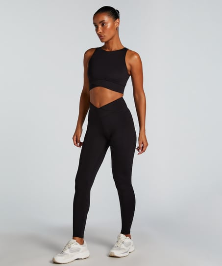 HKMX Crossed High Waisted Leggings, Black
