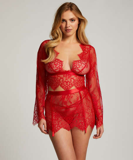 All-over Lace Top, Red