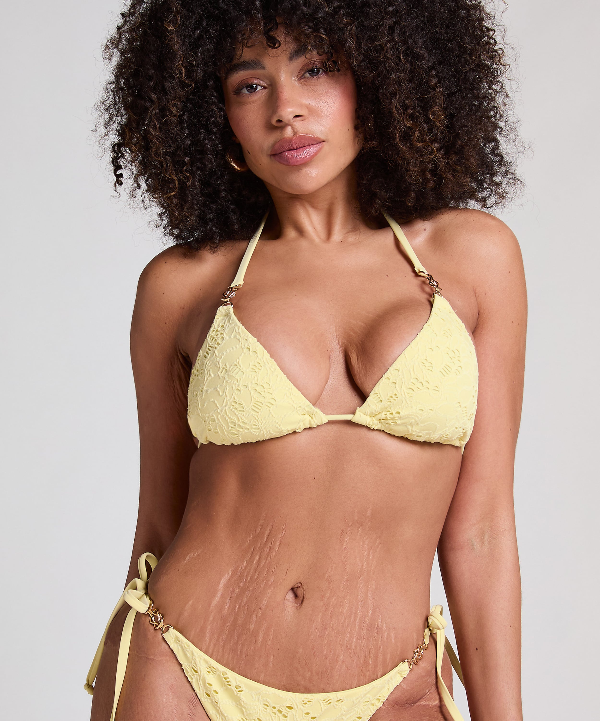 Triangle Crochet Bikini Top, Yellow, main