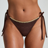 Crochet Cheeky Tanga Bikini Bottoms, Brown