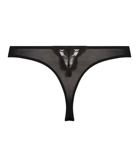 Alessa High Leg Thong, Black