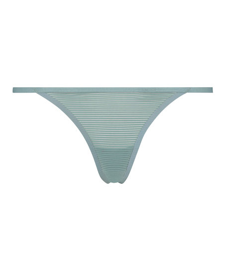 Invisible Stripe Mesh Thong, Gray