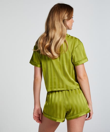 Satin Short-Sleeved Jacket, Green