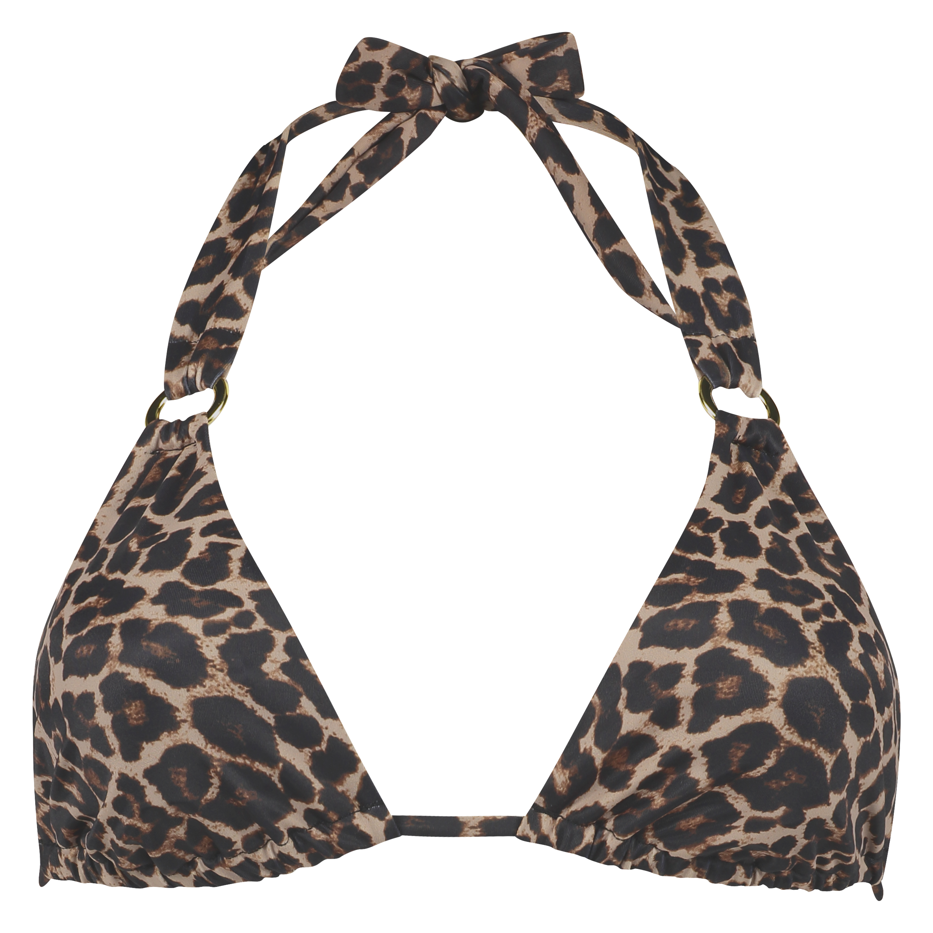 Leopard triangle bikini top, Beige, main