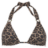 Leopard triangle bikini top, Beige