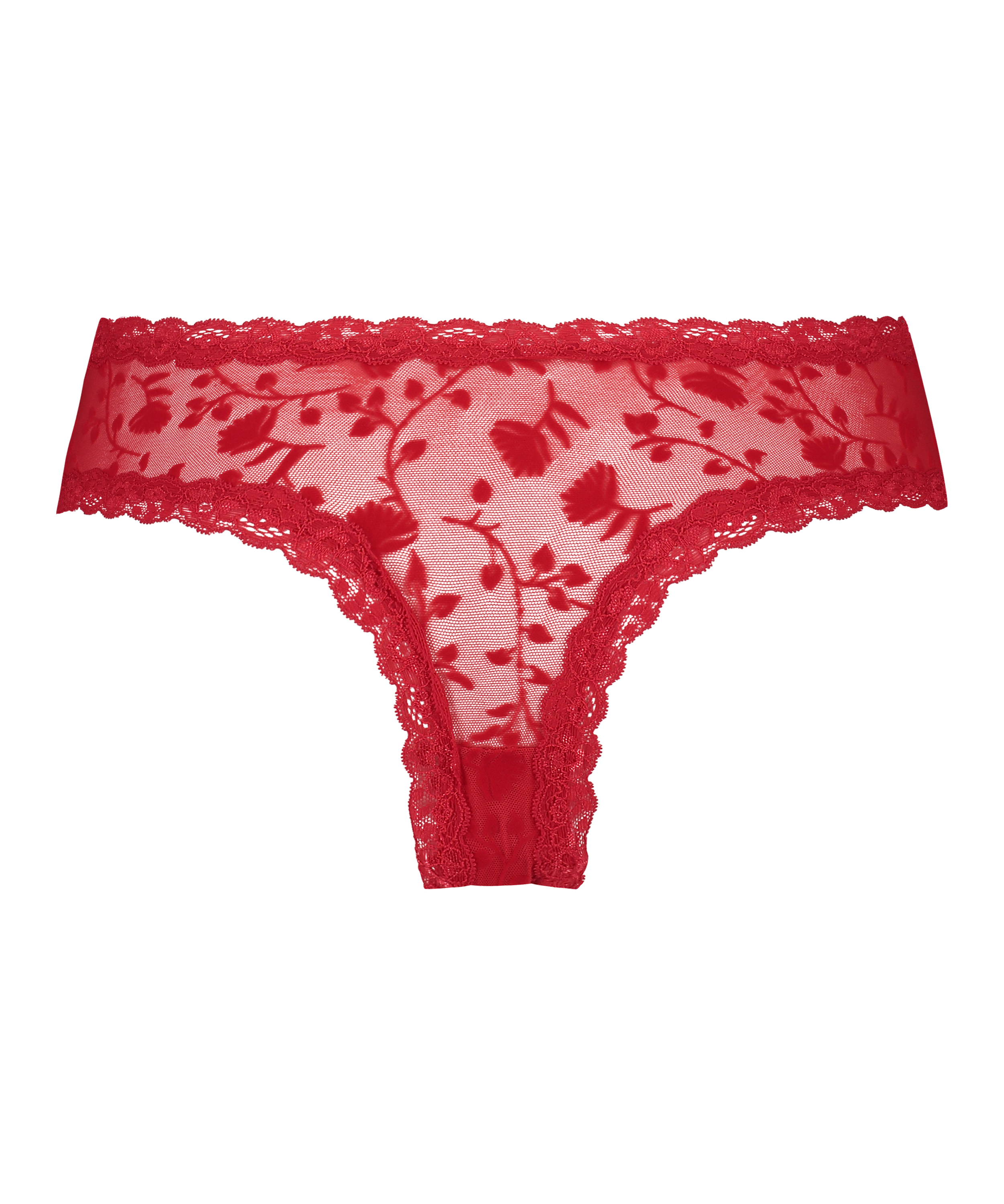 V-shaped Brazilian knickers mesh, Red, main